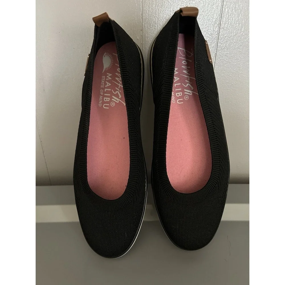 Blowfish Malibu‎ Women's Ez Does It Black Knit Ballet Flats Shoes Size 9.5